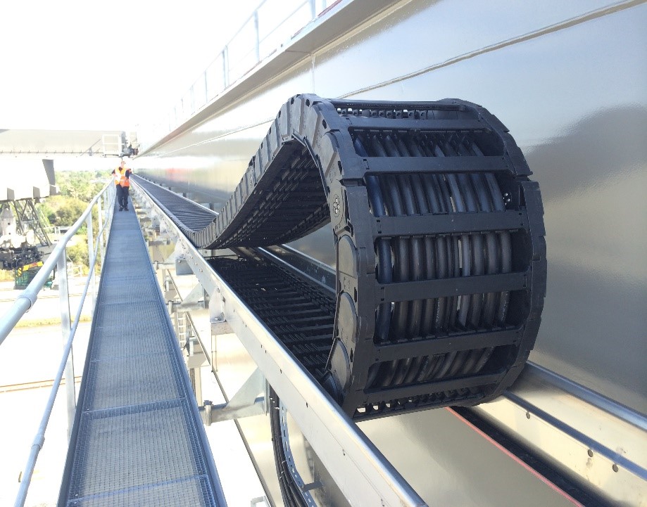 Long-running cable carrier in use