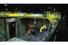 Bridge crane in steelworks