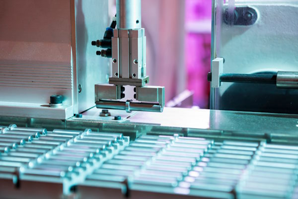 Pick and place robot moving steel rods