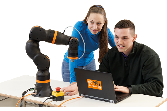 Cobot being used as an educational tool.