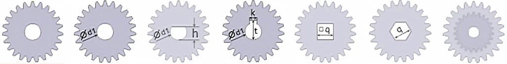 Gears with different formats, diameters, and shapes