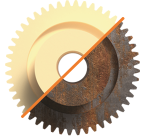 Plastic components are corrosion-resistant, allowing operation in damp environments